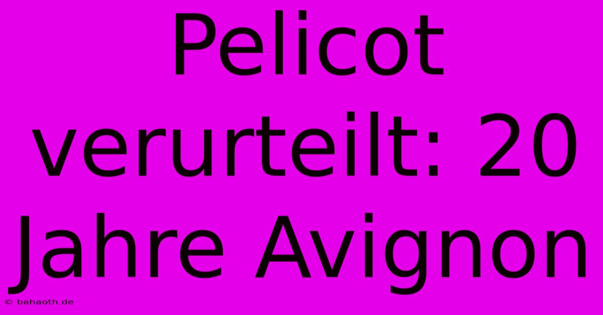 Pelicot Verurteilt: 20 Jahre Avignon