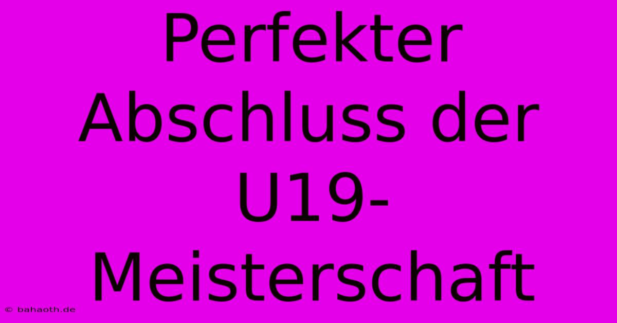 Perfekter Abschluss Der U19-Meisterschaft