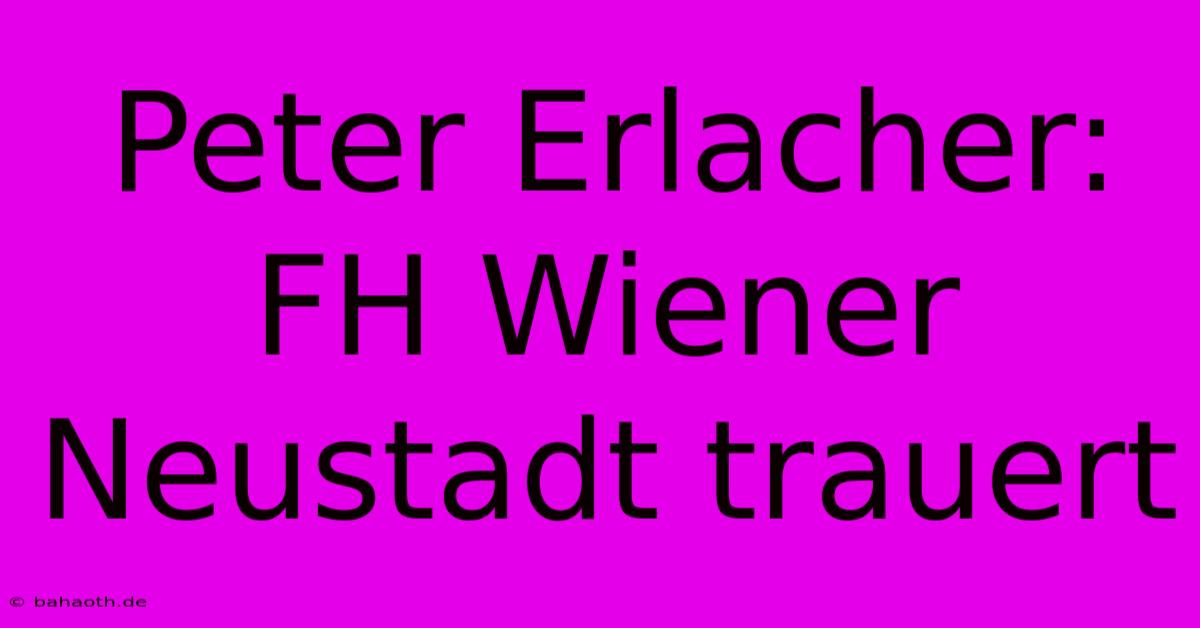 Peter Erlacher: FH Wiener Neustadt Trauert