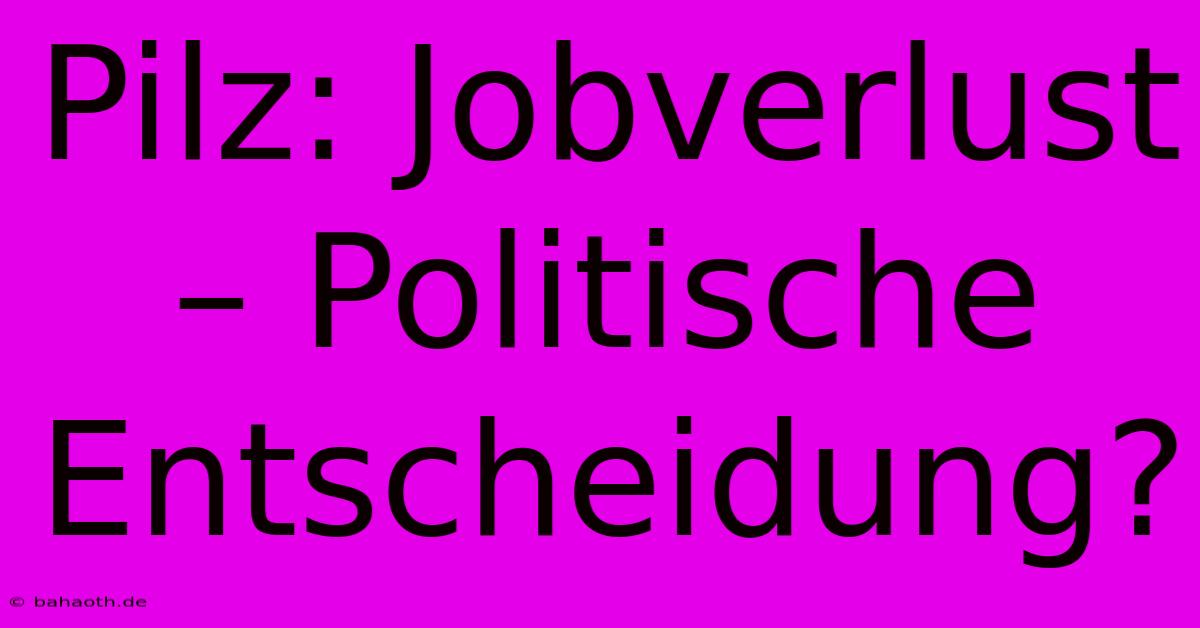 Pilz: Jobverlust – Politische Entscheidung?