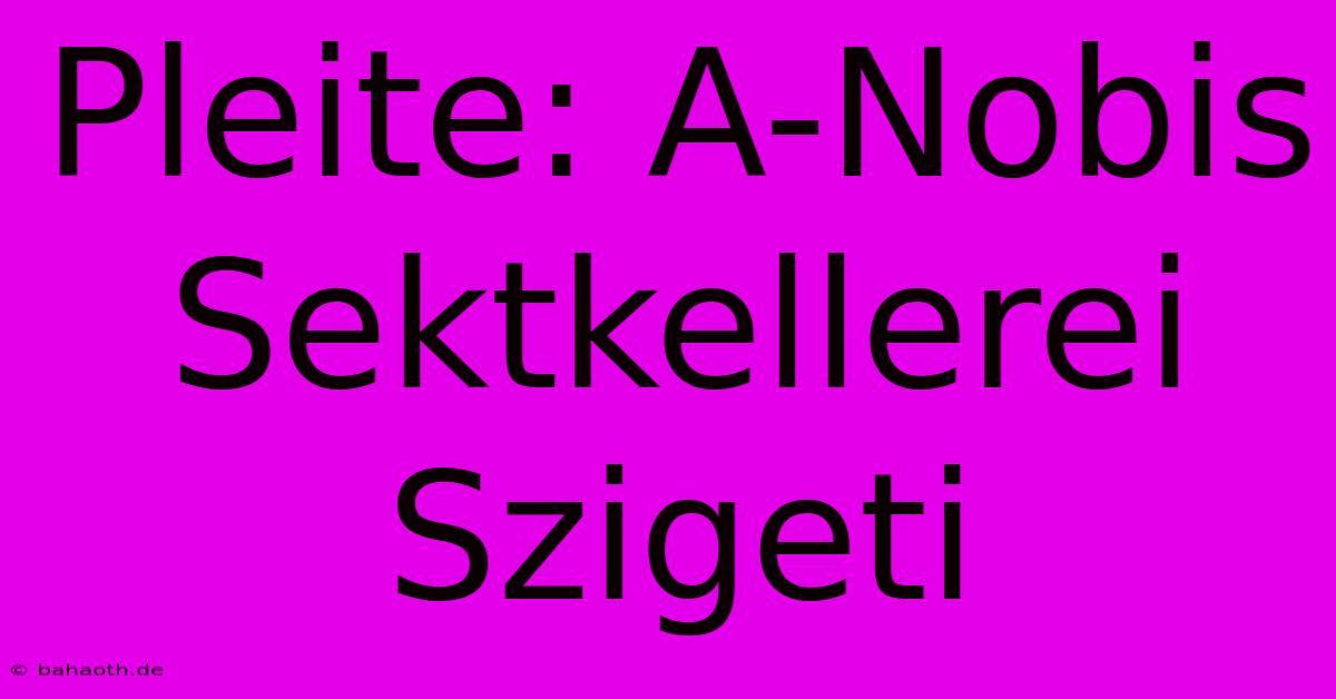 Pleite: A-Nobis Sektkellerei Szigeti