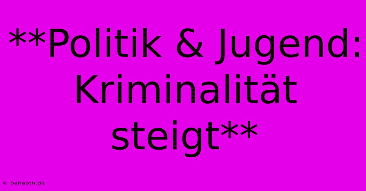 **Politik & Jugend: Kriminalität Steigt**