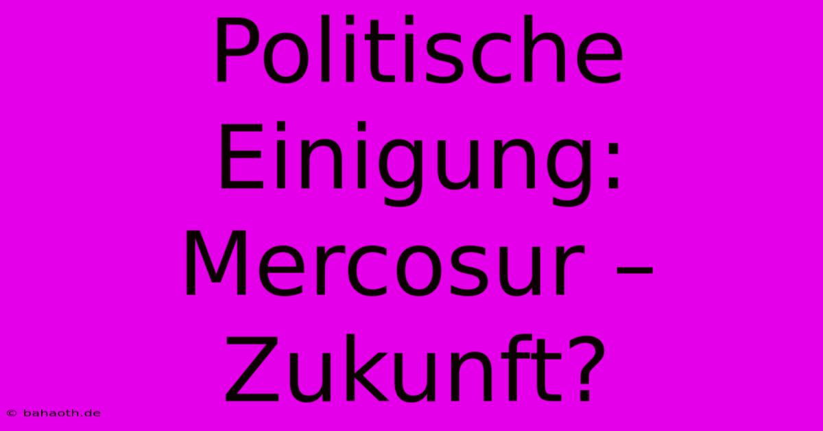 Politische Einigung:  Mercosur –  Zukunft?