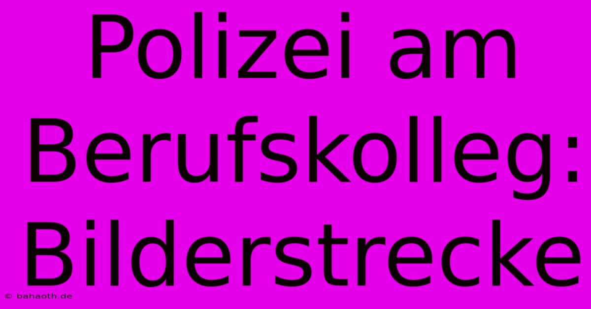 Polizei Am Berufskolleg: Bilderstrecke