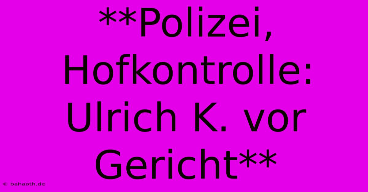 **Polizei, Hofkontrolle: Ulrich K. Vor Gericht**