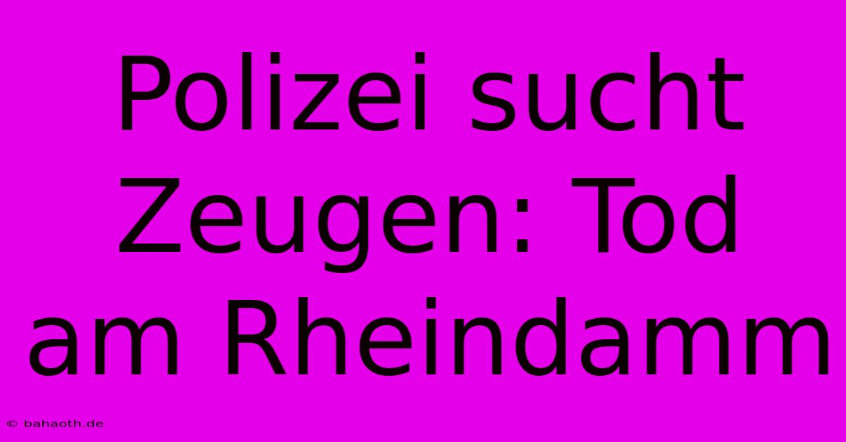 Polizei Sucht Zeugen: Tod Am Rheindamm