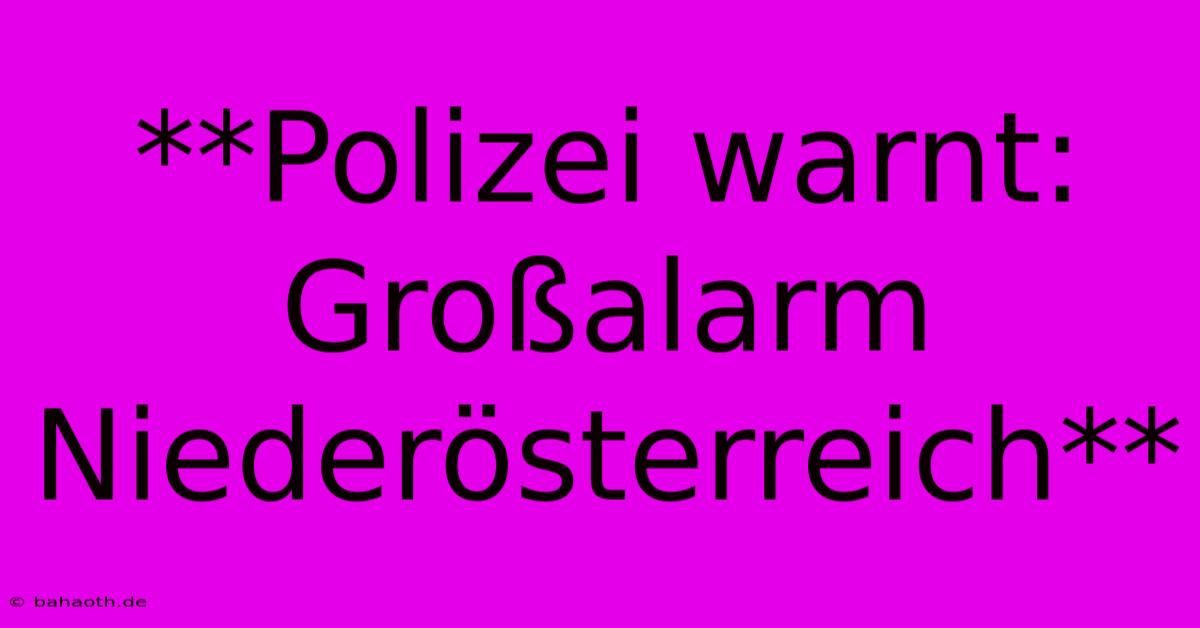 **Polizei Warnt: Großalarm Niederösterreich**