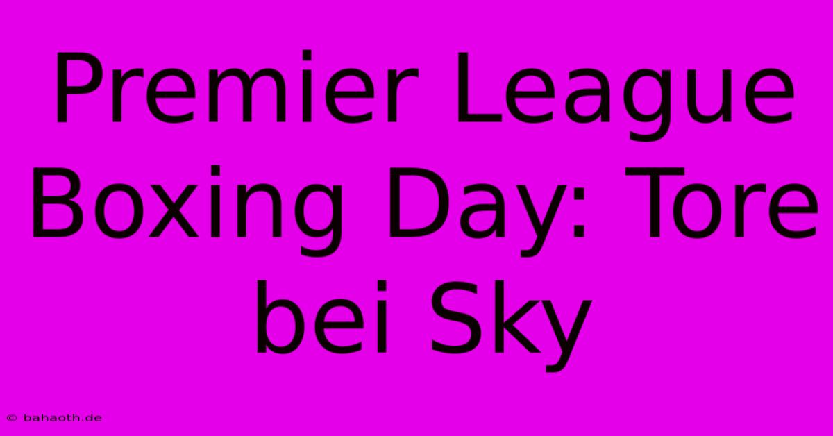 Premier League Boxing Day: Tore Bei Sky