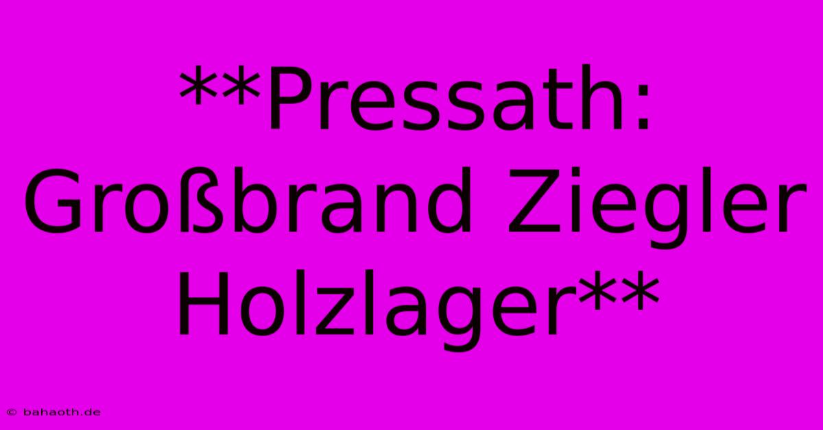 **Pressath: Großbrand Ziegler Holzlager**