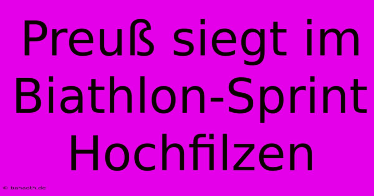 Preuß Siegt Im Biathlon-Sprint Hochfilzen