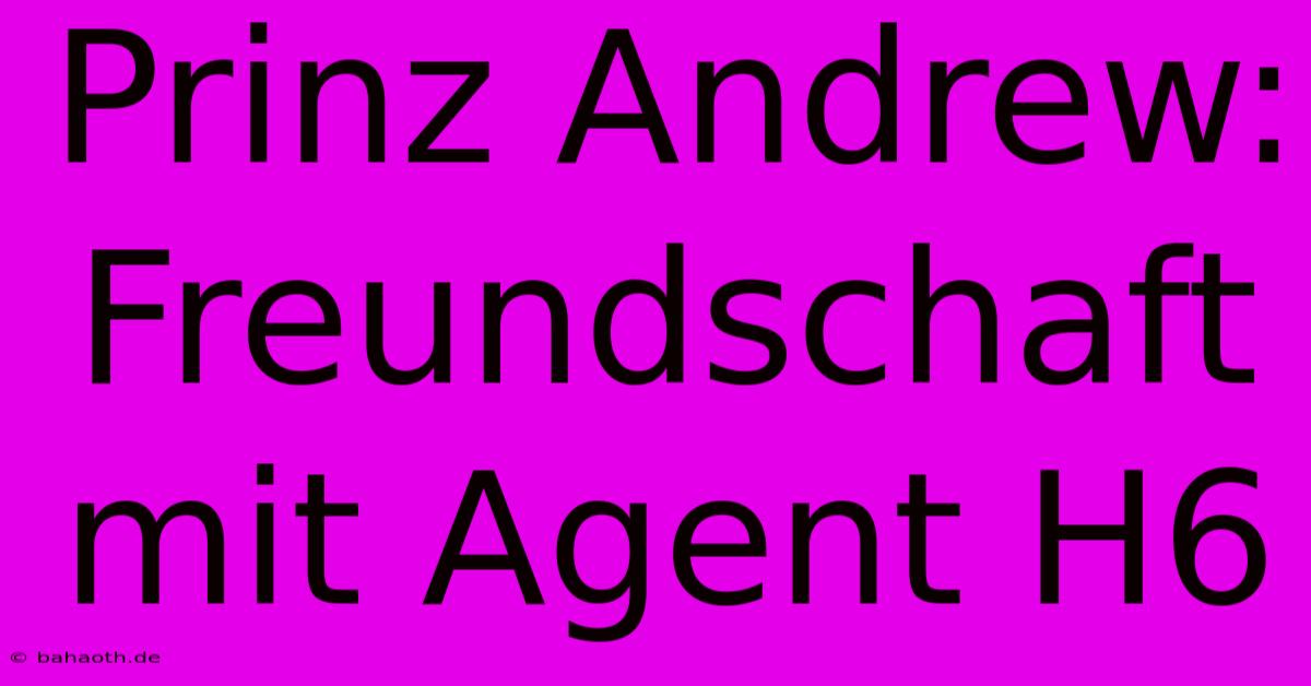 Prinz Andrew: Freundschaft Mit Agent H6