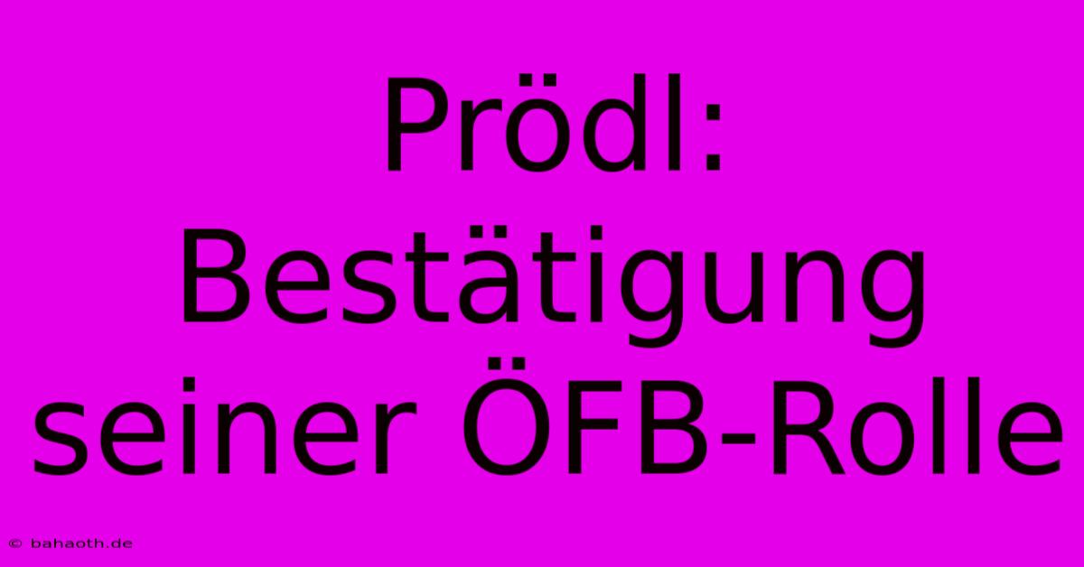 Prödl: Bestätigung Seiner ÖFB-Rolle