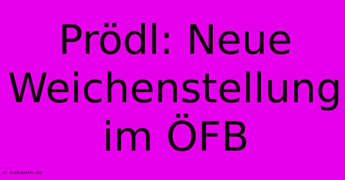 Prödl: Neue Weichenstellung Im ÖFB