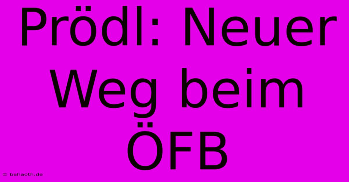 Prödl: Neuer Weg Beim ÖFB