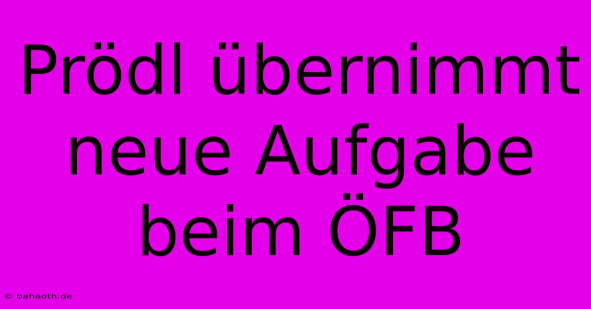 Prödl Übernimmt Neue Aufgabe Beim ÖFB