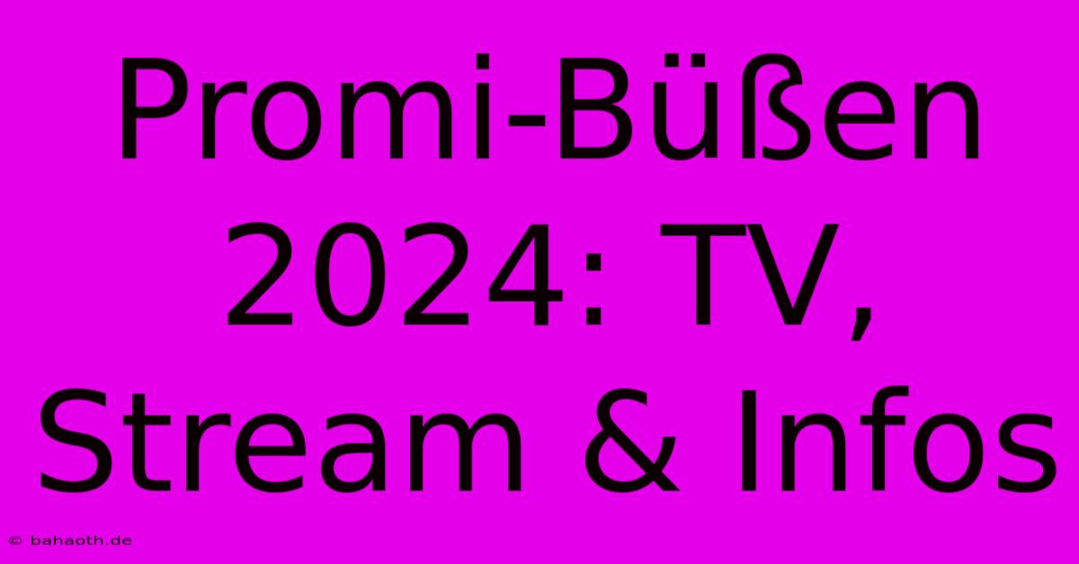 Promi-Büßen 2024: TV, Stream & Infos