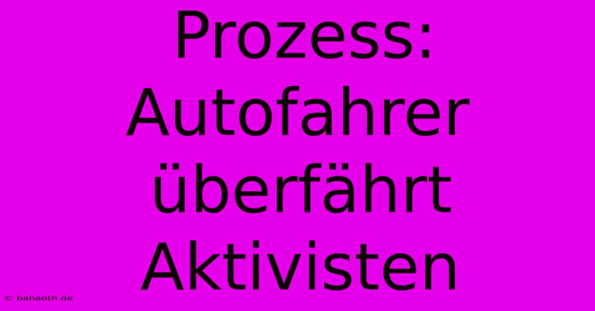 Prozess: Autofahrer Überfährt Aktivisten