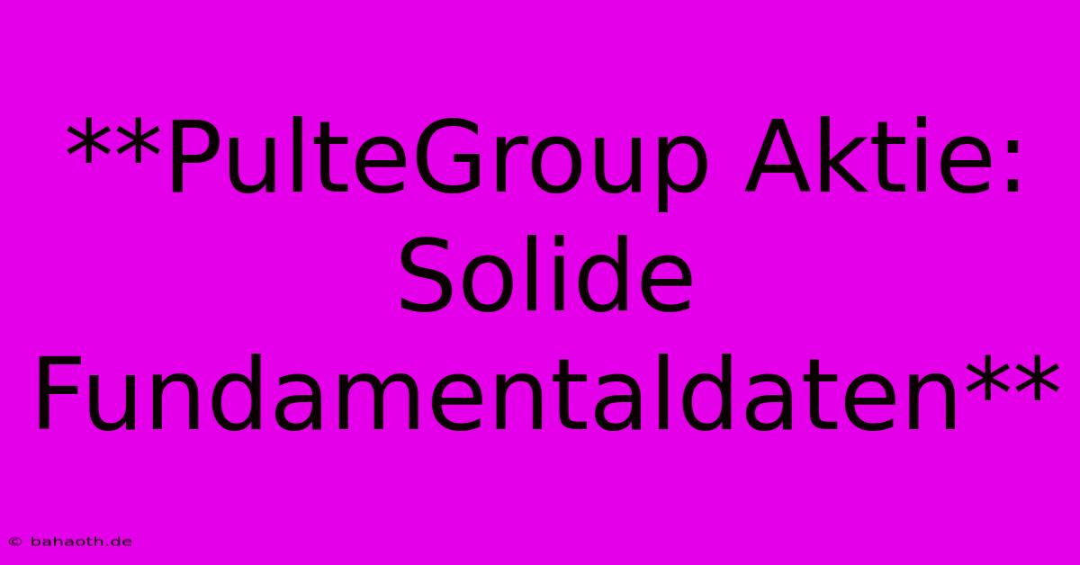 **PulteGroup Aktie: Solide Fundamentaldaten**