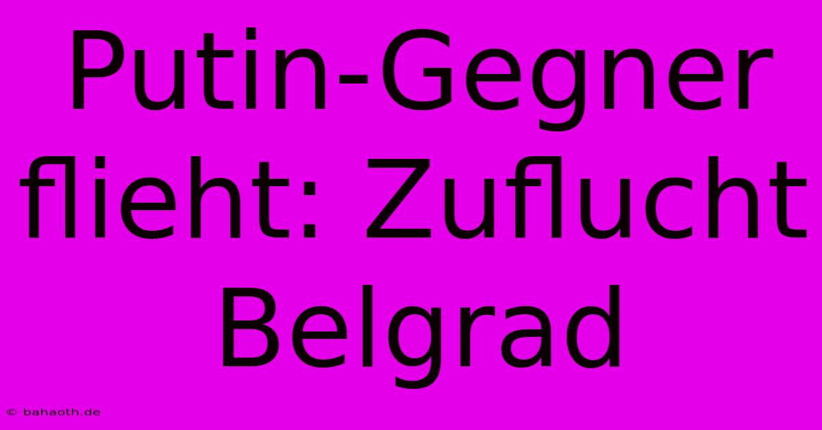 Putin-Gegner Flieht: Zuflucht Belgrad