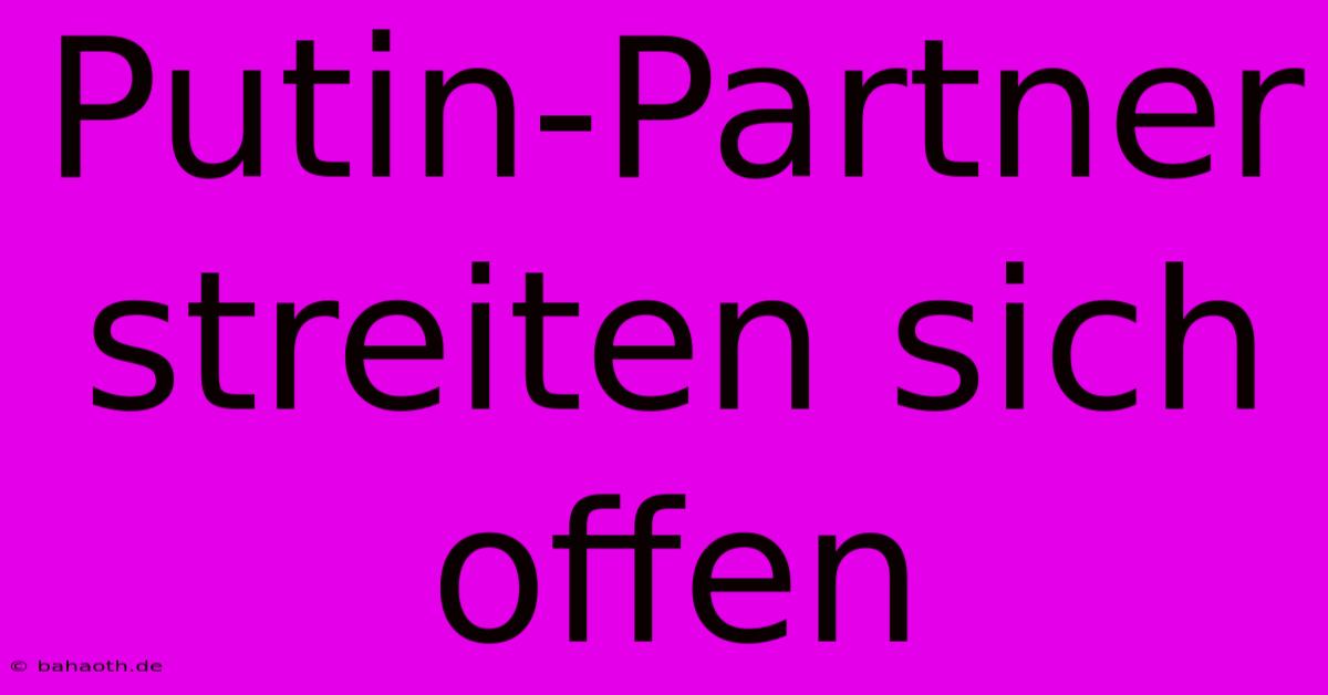 Putin-Partner Streiten Sich Offen