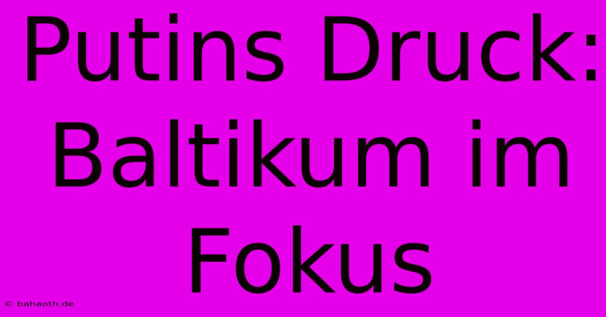 Putins Druck: Baltikum Im Fokus