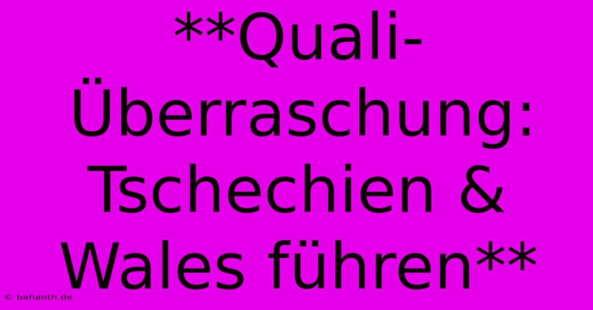 **Quali-Überraschung: Tschechien & Wales Führen**