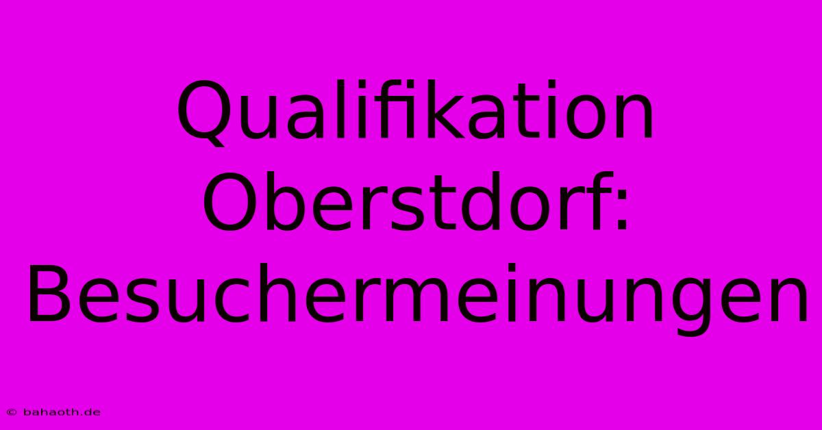 Qualifikation Oberstdorf: Besuchermeinungen