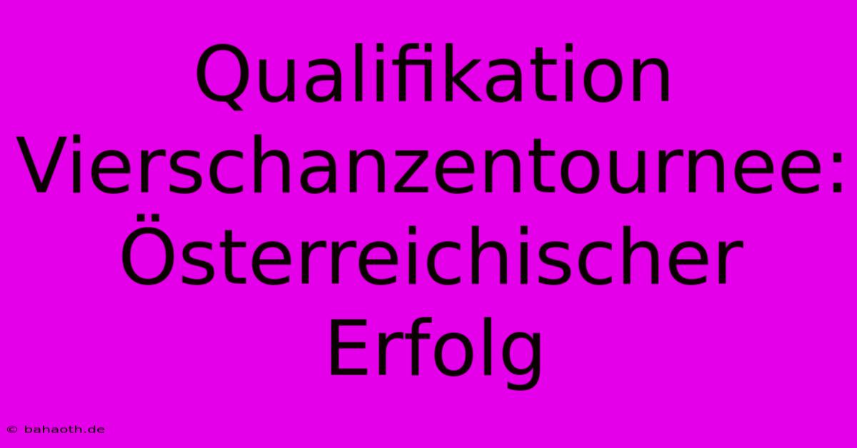 Qualifikation Vierschanzentournee: Österreichischer Erfolg