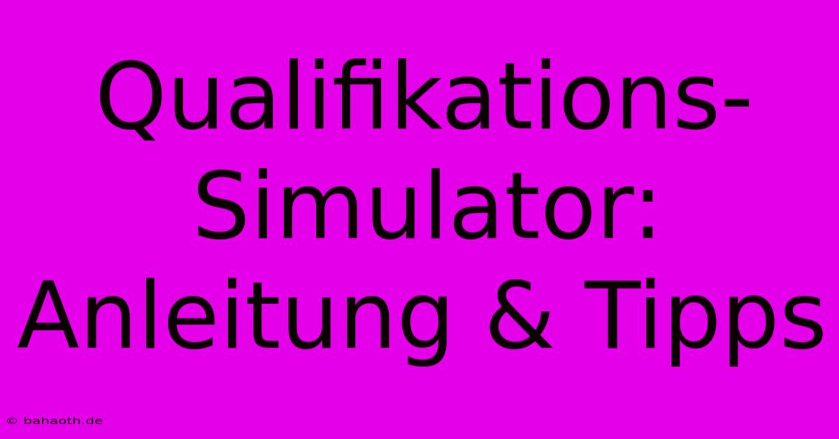 Qualifikations-Simulator: Anleitung & Tipps