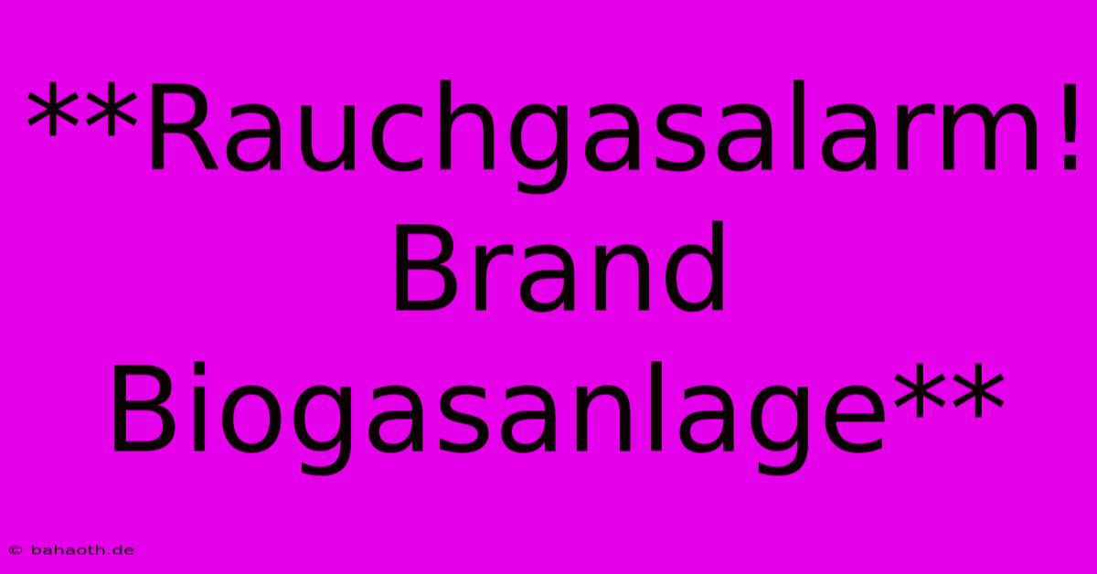 **Rauchgasalarm! Brand Biogasanlage**