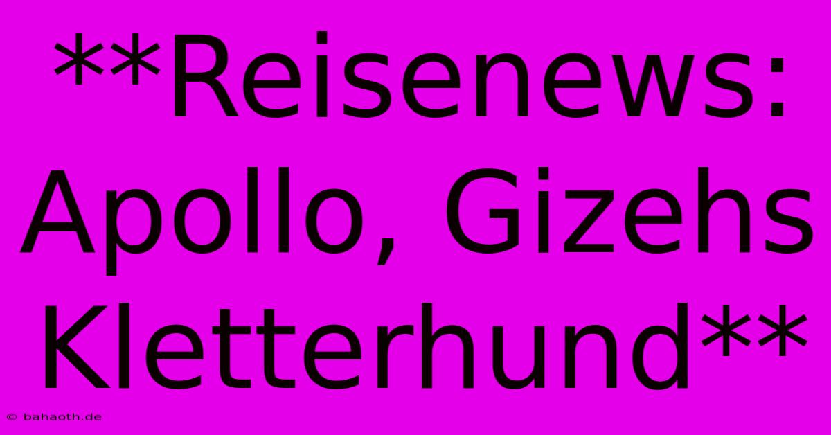 **Reisenews: Apollo, Gizehs Kletterhund**