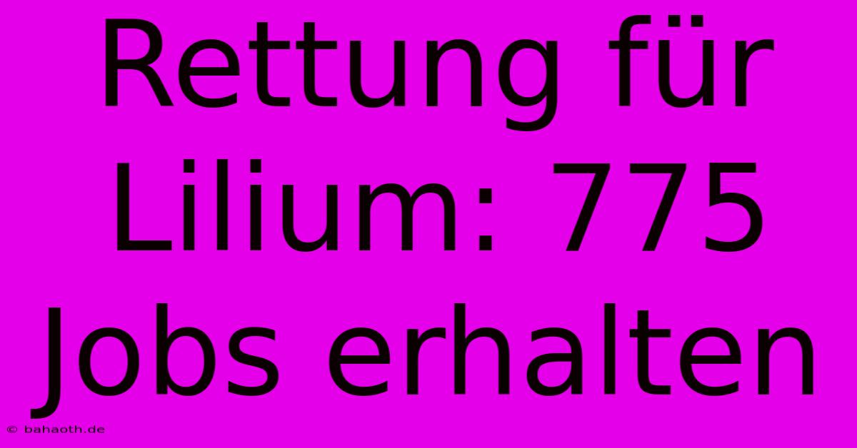 Rettung Für Lilium: 775 Jobs Erhalten