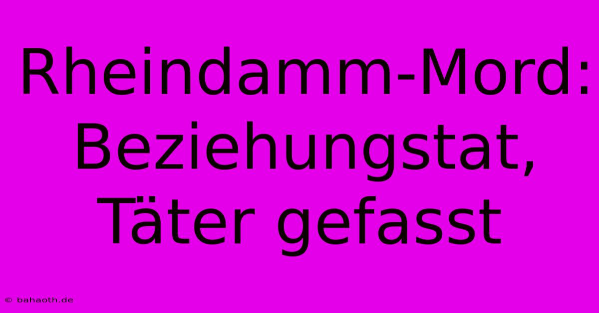 Rheindamm-Mord: Beziehungstat, Täter Gefasst