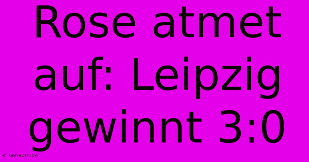 Rose Atmet Auf: Leipzig Gewinnt 3:0