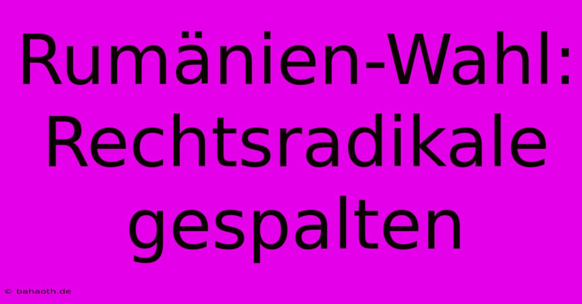 Rumänien-Wahl: Rechtsradikale Gespalten