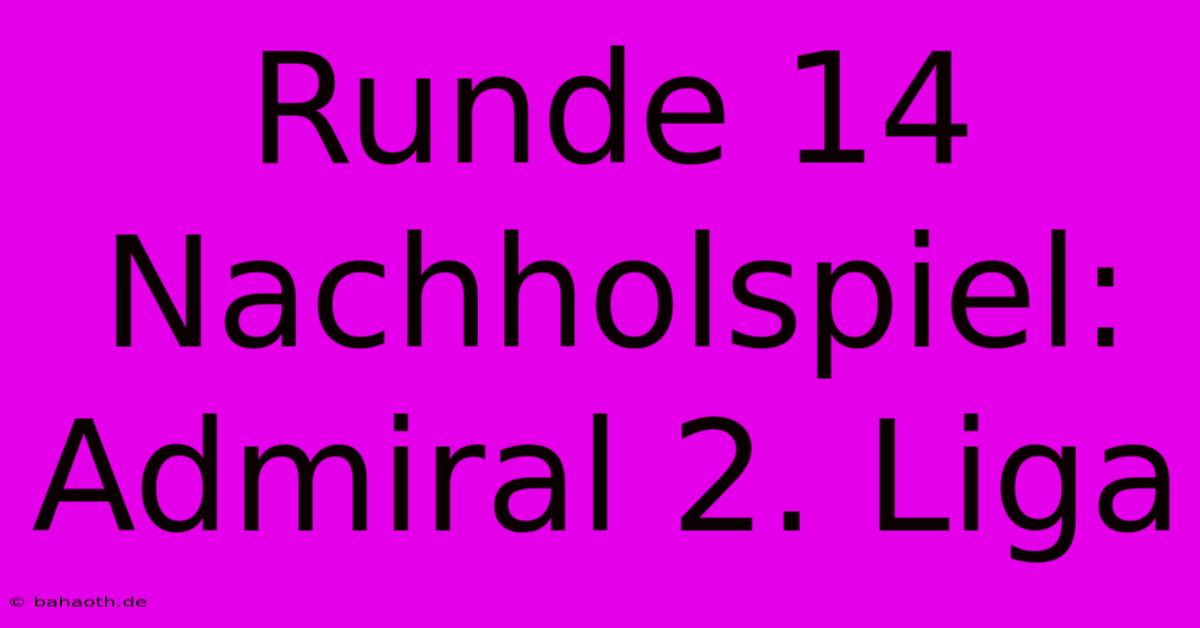 Runde 14 Nachholspiel: Admiral 2. Liga