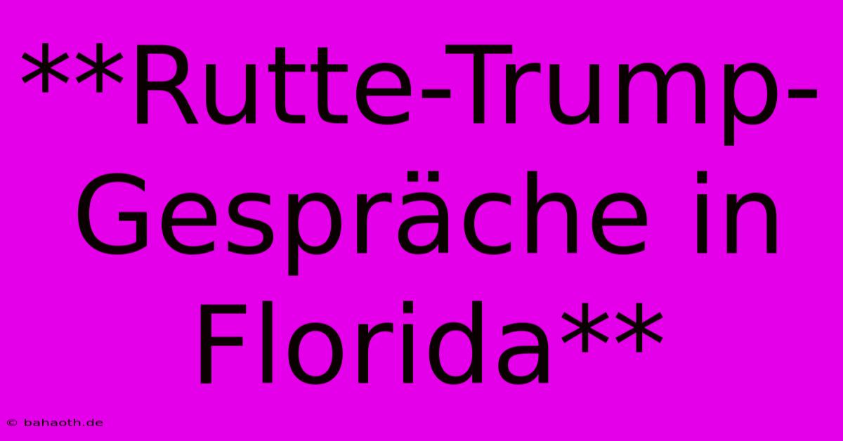 **Rutte-Trump-Gespräche In Florida**