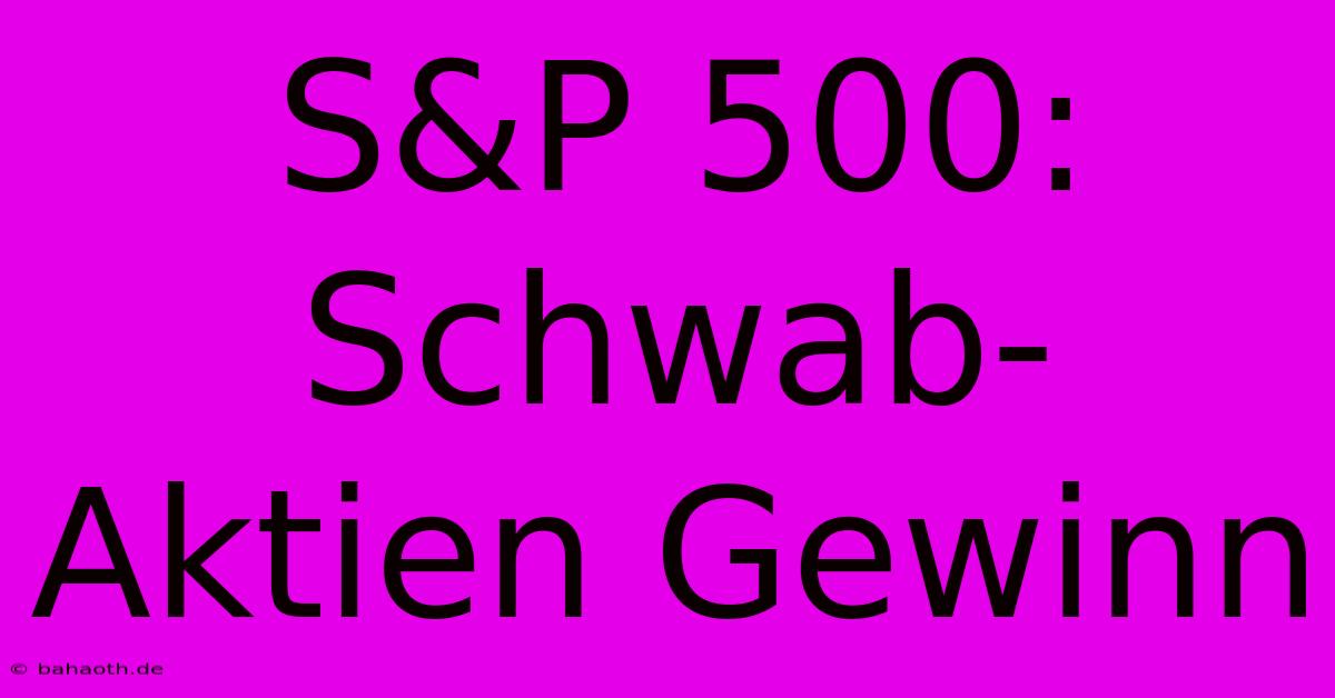 S&P 500:  Schwab-Aktien Gewinn