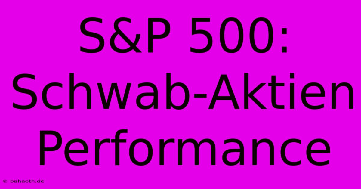 S&P 500:  Schwab-Aktien Performance