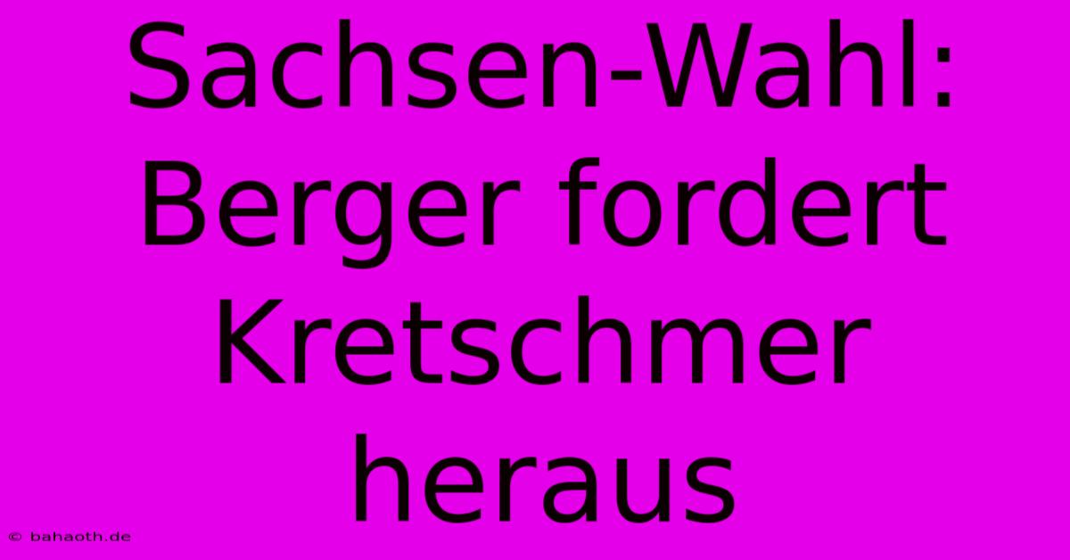 Sachsen-Wahl: Berger Fordert Kretschmer Heraus