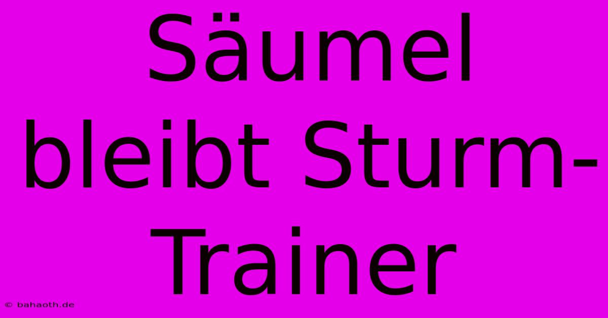 Säumel Bleibt Sturm-Trainer