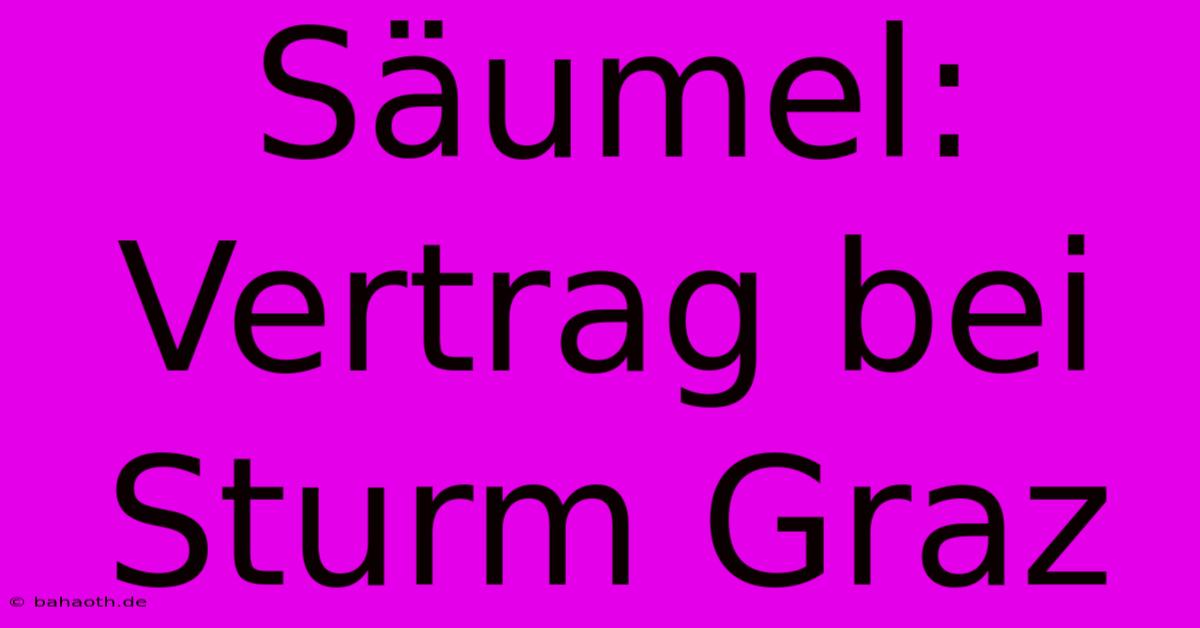 Säumel: Vertrag Bei Sturm Graz