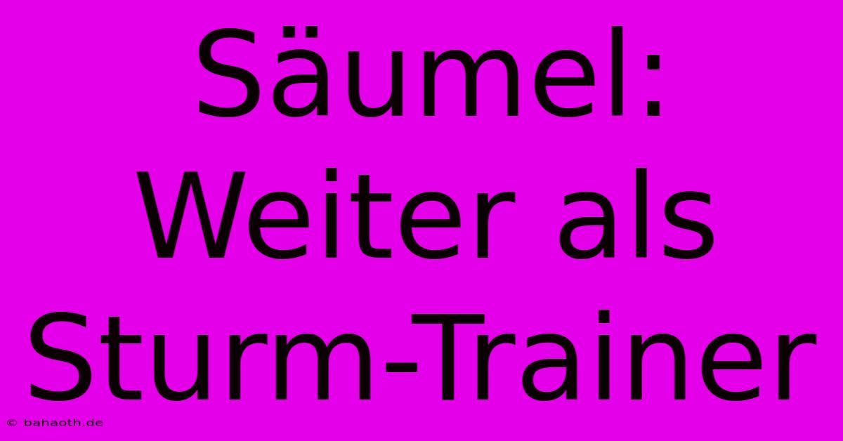 Säumel: Weiter Als Sturm-Trainer