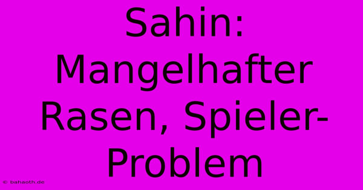 Sahin: Mangelhafter Rasen, Spieler-Problem