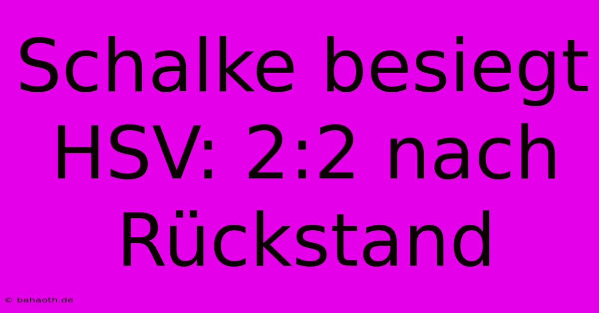 Schalke Besiegt HSV: 2:2 Nach Rückstand