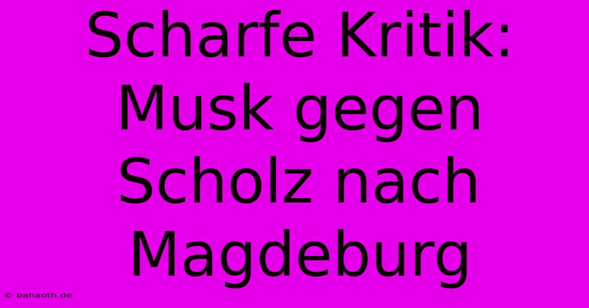 Scharfe Kritik: Musk Gegen Scholz Nach Magdeburg