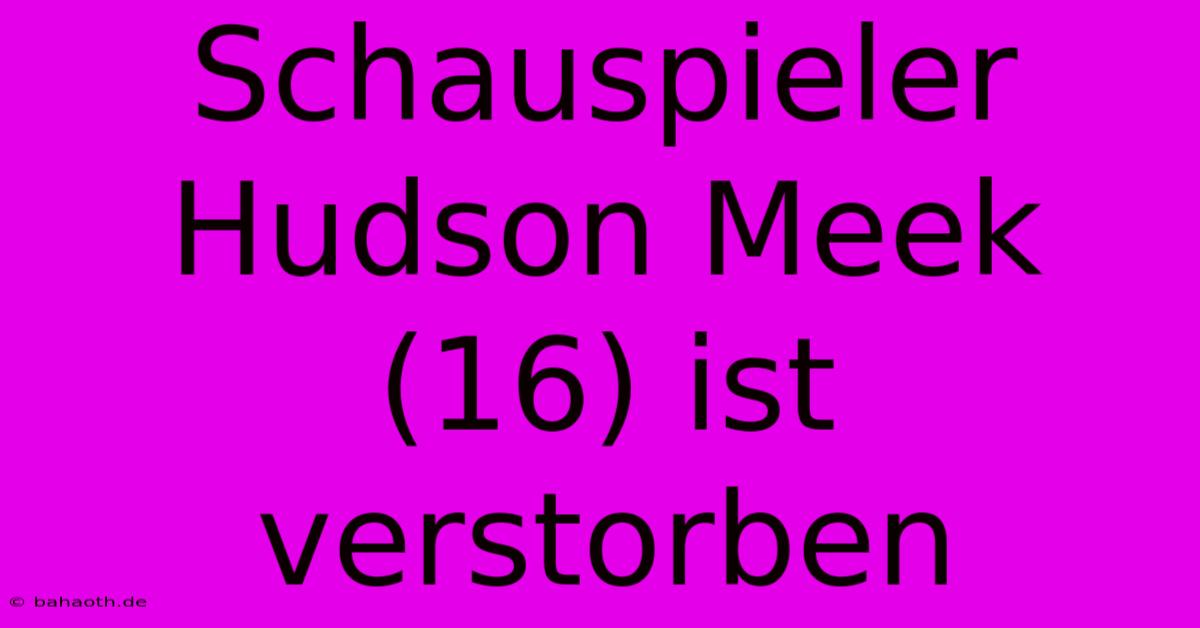 Schauspieler Hudson Meek (16) Ist Verstorben