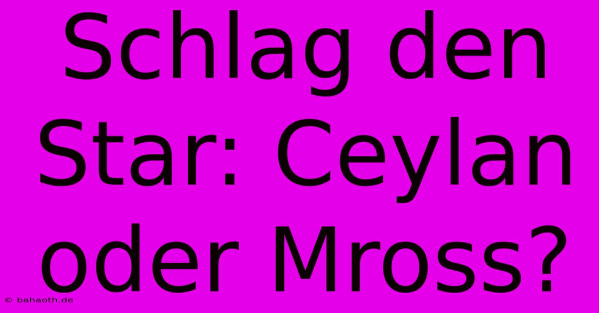 Schlag Den Star: Ceylan Oder Mross?