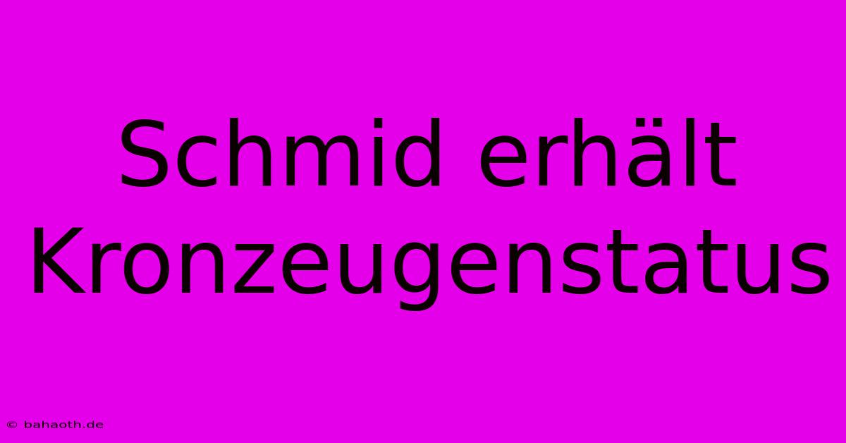 Schmid Erhält Kronzeugenstatus