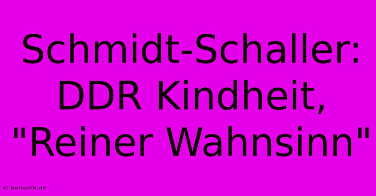 Schmidt-Schaller: DDR Kindheit, 